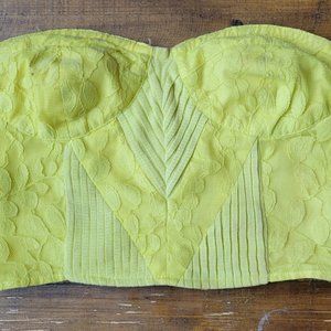 Silence+Noise bright yellow Corseted Lace Tube Top Sz 4